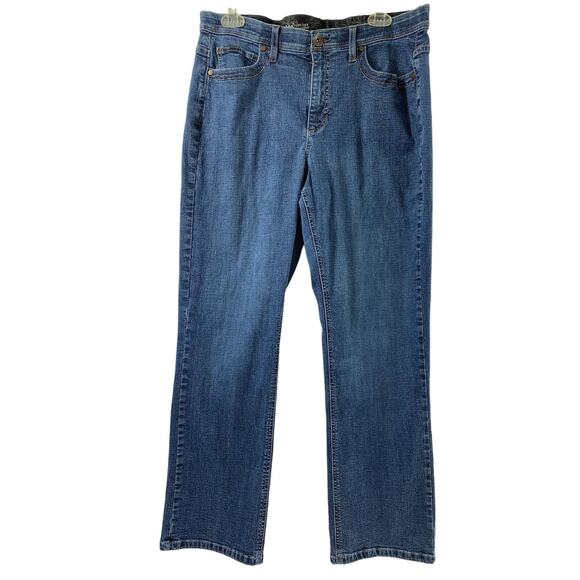 Lee Jeans Womens 14 Short Comfort Waistband Medium Wash Denim Stretch Straight - Picture 1 of 11